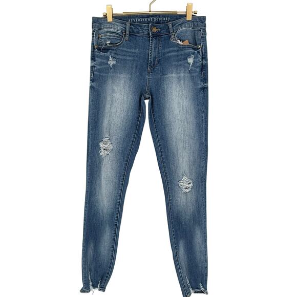 Articles of Society Jeans Light Wash Distressed Denim Skinny Ankle Womens 28 - Picture 1 of 9